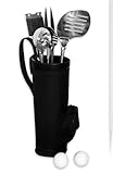 Golf Club BBQ Set - 7 Piece Golf Club Shaped Barbecue Set (Golf Bag, Spatula, Fork, Tongs, Grill Cleaner...)