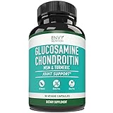 Glucosamine with Chondroitin Turmeric MSM Boswellia - Joint Pain Relief Supplement - Anti-Inflammatory & Antioxidant Pills by Envy Nutrition for Your Back, Knees, Hands - Natural & Non-GMO - 90 Caps