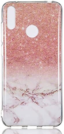 Huawei Enjoy 9 / Huawei Y7 Prime 2019 Case,Glossy Marble Pattern Slim Hard Soft Silicone Back Case Cover Fit for Huawei Enjoy 9 / Huawei Y7 Prime 2019 … (Pink&White)