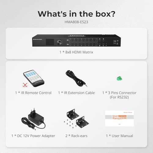 TESmart 8x8 HDMI Matrix (8 in 8 out): 1080p@60Hz, Seamless Switching(100ms), Quad-View, 4 Independent Audio. IR Control/Panel/LAN/RS232 LCD Display For Broadcast/Pro AV