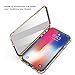 iPhone Xs Max Case, ZHIKE Magnetic Adsorption Case Front and Back Tempered Glass Full Screen Coverage One-Piece Design Flip Cover [Support Wireless Charging] for Apple iPhone Xs Max (Golden)