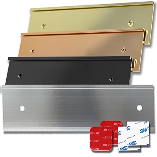 2x10 Executive Name Plate Holder, Silver Aluminum Adhesive Door Mount