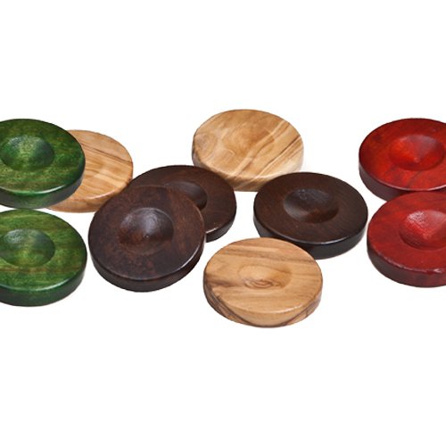 Nikkos Jr., Deluxe Olive Wood Backgammon Checkers from Greece (Green/Light, 1" X 1/4")
