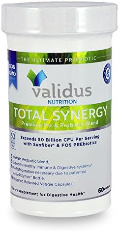Total Synergy Probiotic Prebiotic Blend for Men Women: 10 Strains 50 Billion CFU’s, Acidophilus Non GMO Gluten Diary Free: Probiotics for Digestive and Immune Support: 60 Day Supply Synbiotic