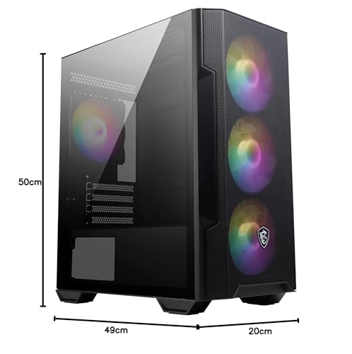 Msi Mag Forge M100R Midi Tower Gaming Computer Case 'Black, 3X 120Mm Argb Pwm Fans, 1X 120Mm Fan, 1-6 Argb Hub, Tempered Glass, Msi Center, Matx, Mini-Itx' - View 9