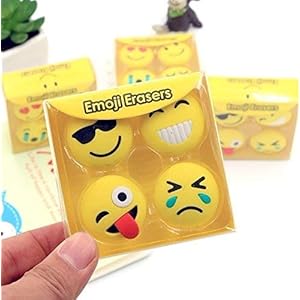 Crackles Cute Emoji Smiley Erasers – Pack of 1 (4 Erasers) for Birthday Return Gifts