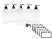 Baire Bottles 8 oz Empty Refillable Plastic Bottles with Pump - Soap, Shower, Lotion, Massage Oil, Travel - 6 Pack, Waterproof Labels, PET, BPA Free, USA (Clear with Black Pumps, Damask Labels)