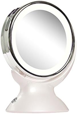 Wujee 5x Magnifying Tabletop LED Makeup Light Vanity Mirror, Double-Sided with 360 Degree Rotation