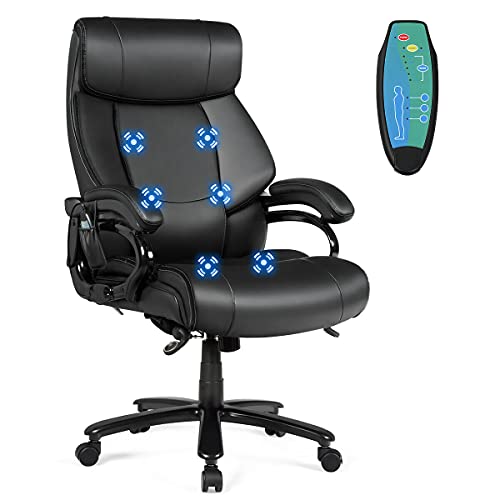 Giantex Executive Office Chair, Big and Tall Massage Chair w/ 6 Vibrating Points, Soft Sponge