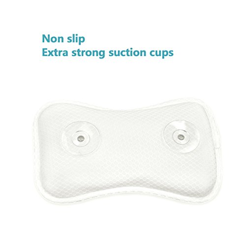 Neck Support Relaxation Bath Pillow, Ergonomic Design Non-Slip Bathtub Pillow with Suction Cups, 3D Mesh Filling for Comfortable Bathing Experience - Small - White