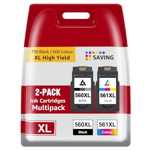 560XL 561XL Replacement Cartridges for Canon 560 561 XL for Canon PIXMA TS5350i TS7450i TS5350 TS7450 TS7451 TS5351 TS5352 TS5353 and TS5300 Series Black & Colour | Pack of 2
