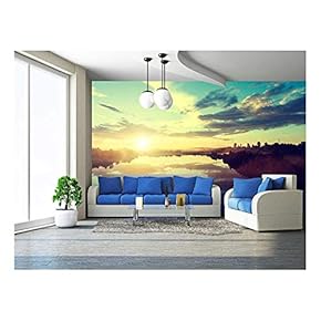 Sunset on The River - Removable Wall Mural | Self-Adhesive Large Wallpaper - 66x96 inches