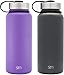 Simple Modern 32oz Summit Water Bottle 2 Pack - Two Vacuum Insulated 18/8 Stainless Steel Wide Mouth Hydro Travel Mugs - Powder Coated Double-Walled Flask - Lilac Purple/Midnight Black