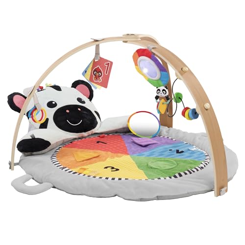 Baby Einstein Zens Activity Milestones Plush Gym with Wooden Bar, for Infant to Toddler, 0-12 Months, Machine Washable