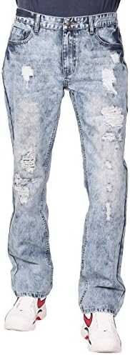 Outback Rider Men's Rip/Torn Jean, Acid Indigo, Size 34x32