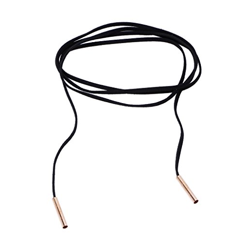 BecauseOf Black Velvet Suede Choker Necklace, Cord String Wrap Choker Neckalce (Golden)