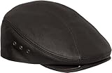WINNER CAPS/EMSTATE Genuine Made in The USA Leather IVY Flat Cap, (Large/X-Large, Black)