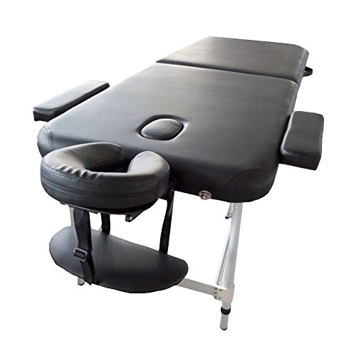Angel USA Ultra Light Weight Sturdy Aluminum Frame 84"L Portable Massage Table Facial SPA Bed Tattoo w/Free Carry Case, Face Cradle, Arm Rests (Black)