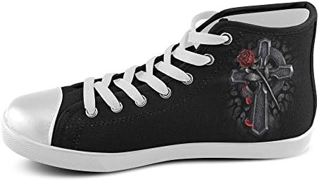 D-Story Custom Gothic Cross Red Rose High Top Men's Canvas Shoes Sneaker