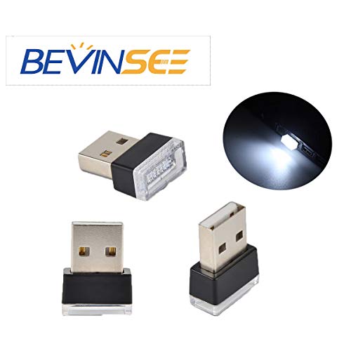 Bevinsee Mini USB Plug-In 5V Lamp Interior Atmosphere Ambient Lighting Kit for cars,computer,laptop,power bank,usb hub,White,3pcs - Thumbnail 7