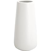 8 Inch Tall Matt White Ceramic Vase for Flowers & Pampas Grass, Classic Rustic Style Decorative Vases for Home Decor Table Centerpieces