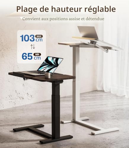 MAIDeSITe C-Shaped Side Table with Wheels, Height Adjustable Table with Double Tilting Tray and Stopper, Ideal for Care, Reading and Teleworking (Walnut)