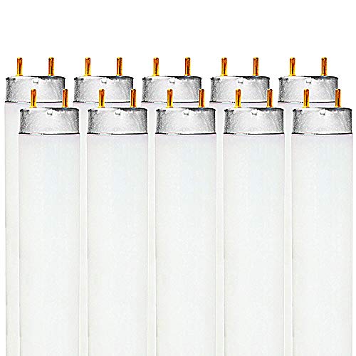 Luxrite F32T8/741 32W 48 Inch T8 Fluorescent Tube Light Bulb, 4100K Cool White, 2850 Lumens, G13 Medium Bi-Pin Base, LR20732, 10-Pack