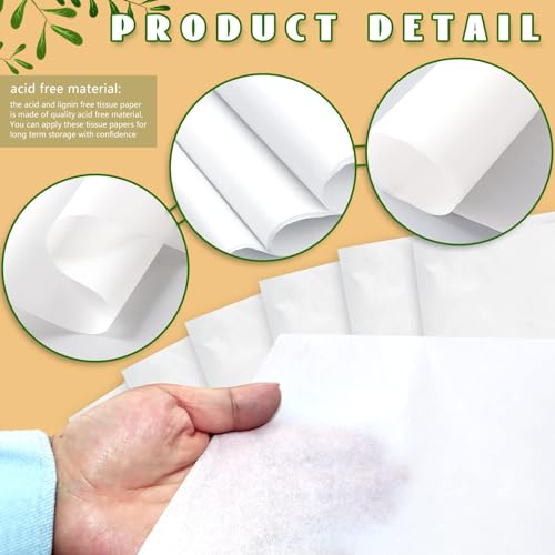 100 Sheets 24 x 36 Inch Translucent Acid Free Archival Tissue Paper, Unbuffered No Acid Paper, White No Lignin Free Packing Tissue Paper for Storage, Gift Bags, Preserving Clothing Storage Textiles