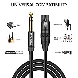 DREMAKE 25FT TRS 1/4 Inch 6.35mm/6.5mm to XLR