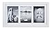 Golden State Art, 8.5x16.3 White Photo Wood Collage Frame with REAL GLASS and White Mat displays (3) 5x7 pictures