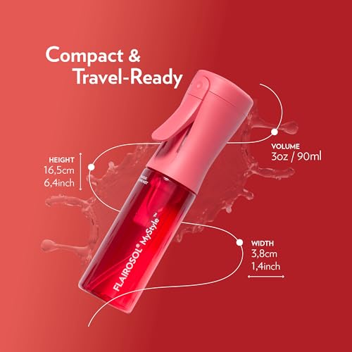 FLAIROSOL MyStyle Small Travel Spray Bottle - Ultra Fine Continuous Water Mist for Face, Hairdressing, Salon, Cleansing, Beauty, Toners, Hydration and Makeup