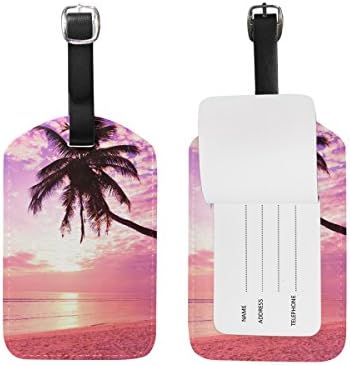 MRMIAN Sea Beach Palm Tree Luggage Tag for Baggage Suitcase Bag Leather 1 Piece