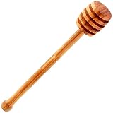 HIC Honey And Syrup Dipper Stick Server, Fine Italian Olive Wood, 6.5-Inches