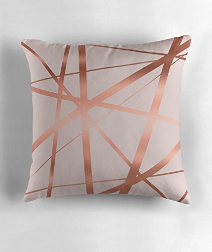 Hiaopp Pink And Copper Luxe Square Decorative Throw Pillow Case