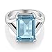 Gem Stone King 925 Sterling Silver Sky Blue Topaz Solitaire Ring For Women (8.70 Cttw, Emerald Cut 14X10MM Gemstone Birthstone, Available In Size 5, 6, 7, 8, 9)