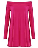 Forever Womens Long Sleeves Plain Off Shoulder Swing Dress