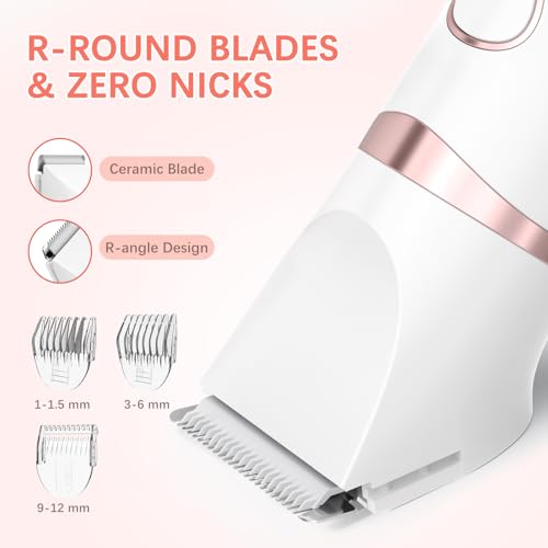 MAXGROOM 3 in 1 Lady Shaver for Women, Wet & Dry Electric Razor, IPX6 Waterproof Bikini Trimmer for Pubic Hair, LED Display, Hypoallergenic for Sensitive Skin, Facial Legs Underarms Body Groomer