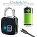 Fingerprint Lock, TONBUX Waterproof Anti-Theft Bluetooth Connection Padlock, Suitable for House Door, Suitcase, Backpack, Gym, Bike, Office, Suitable for Android/iOS, Support USB Charging (Black)
