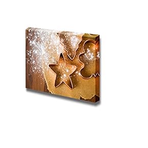 Canvas Prints Wall Art - Baking Christmas Cookies with Star and Tree Motif | Modern Wall Decor/Home Decoration Stretched Gallery Canvas Wrap Giclee Print. Ready to Hang - 12" x 18"