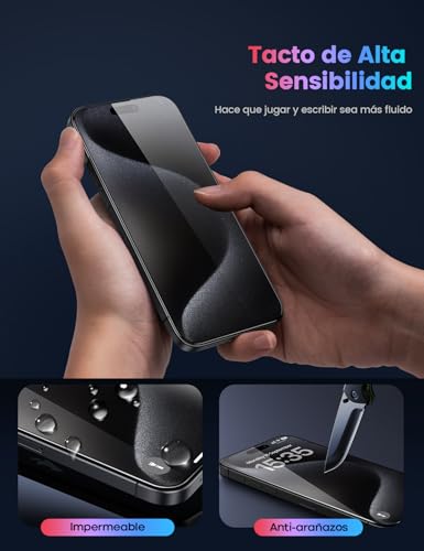 Lamicall Mica para iPhone 16 Pro - [Top 9H Película de Vidrio Templado], Marco de Instalación Fácil, 0 Burbujas, AntiHuellas, Alta Sensibilidad, Protector de Pantalla para iPhone 16 Pro (6.3")