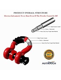 AUTMATCH grilletes de 3 4" D anillo grillete (2 unidades) 41,887Ib rotura fuerza con 7 8" tornillo Pin y grillete aislador y arandelas Kit para remolque correa cabrestante fuera de carretera remolque accesorio Jeep vehículo recuperación