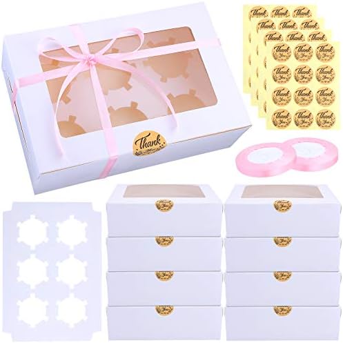 Ruisita 30 Pack Cupcake Boxes White Paper Cupcake Carriers Bakery Box With Inserts And Window Cake Carrier Container Cookie Gift Boxes 6 Holders For Dessert Pastries Cake Muffin Donut Macaron Buy Online