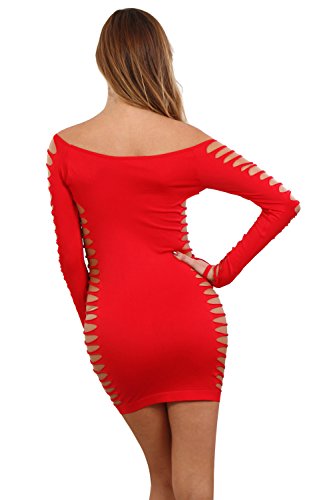 Miss-Noir-Damen-Kleid-elastisch-und-flexibel-tragbar-Einheitsgre-mit-Langrmliges-Clubwear-Partykleid