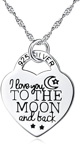 I Love You to the Moon and Back Heart Personalized Pendant Necklace 18", Charming Gift For Women Fashion Jewelry Accessories