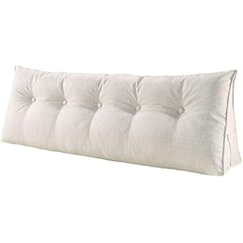 WOWMAX Large Bolster Triangular Positioning Support Reading Backrest Wedge Pillow for Mother's Day Headboard for Day Bed Bunk Bed with Removable Cover Off-White Linen California King