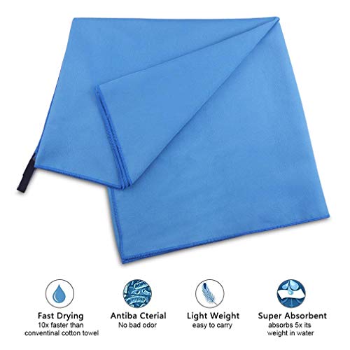 A Yoga Towels Travel Sports Towels, Super Absorbent, 100% Microfiber,?1pc Towel (60" X 30") with 2pcs Hand Towel (25" X 16") for Backpacking, Yoga, Pilates or Gym