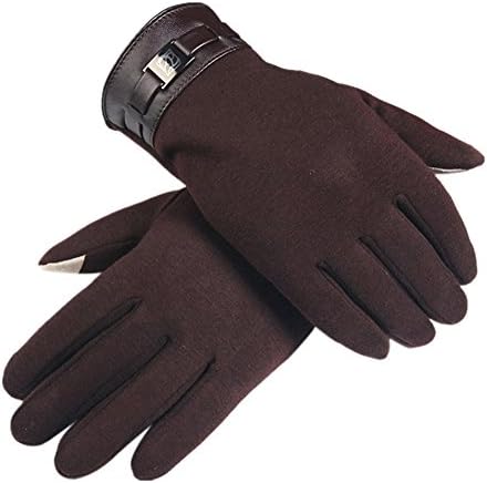 HaiHui Mens Winter Cashmere Gloves With Full Finger Smartphone Touch Screen Brown