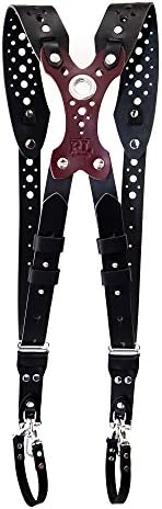 RL Handcrafts Clydesdale Pro-Air - Dual DSLR Camera Leather Harness (Black, Small)