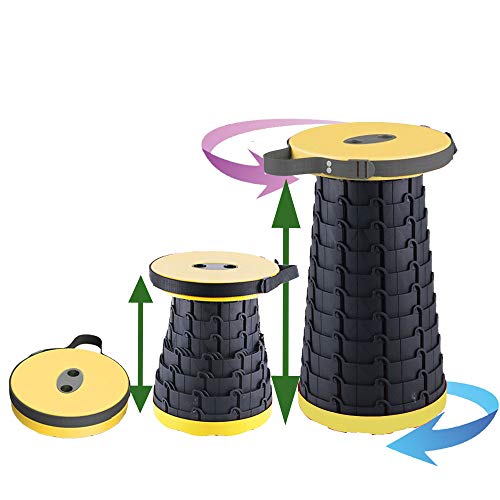 FUZADEL Portable Folding Stools Collapsible Foldable Step Stool Lightweight Camping Stools Height Adjustable Small Retractable Plastic Stool Hold up to 330lb for Outdoor/Home/Kitchen/Bathroom/Shower