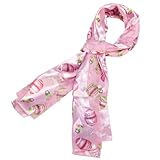 Pastel Colored Easter Silk Feel Scarf with Eggs, Bunnies and Flowers